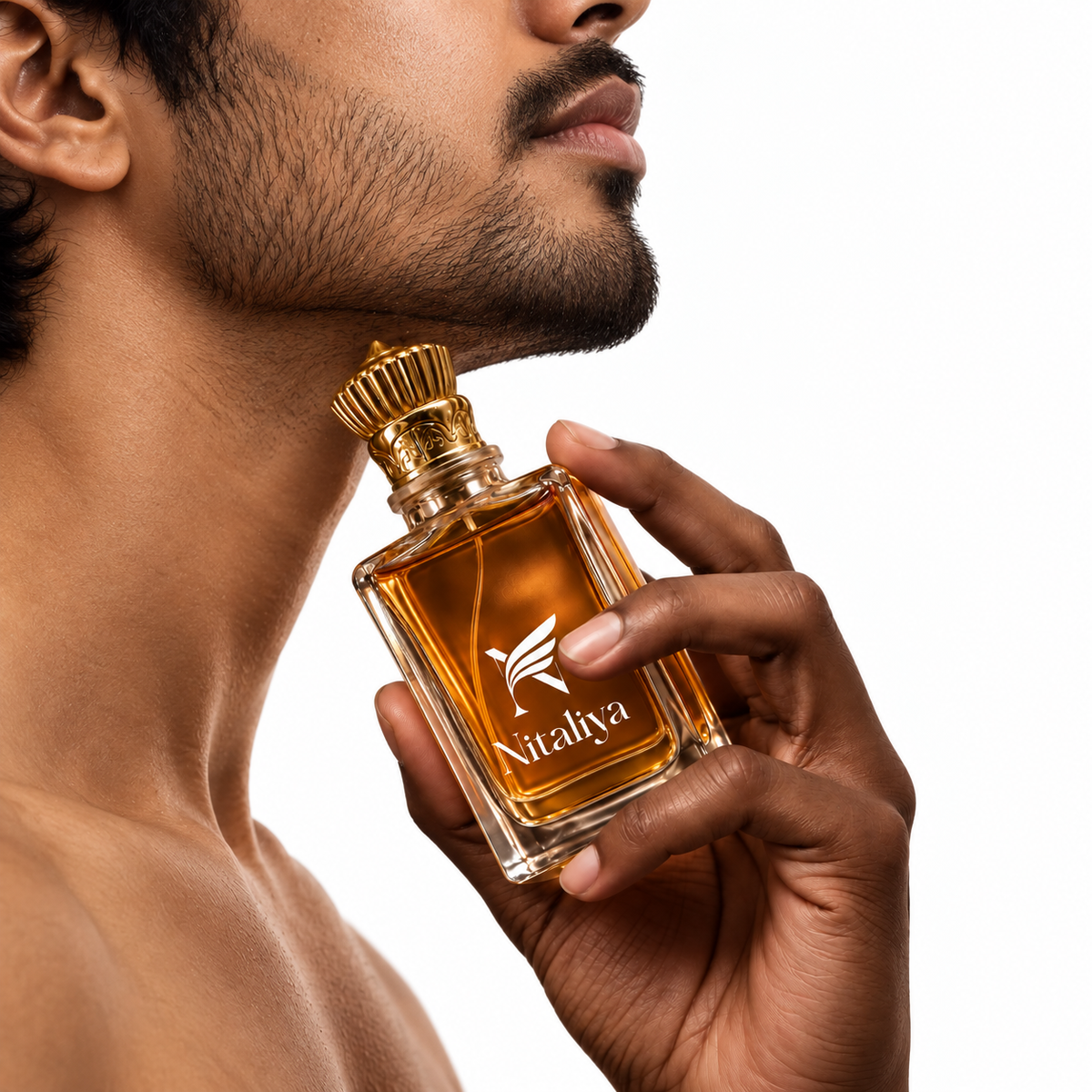 Nitaliya men's luxury perfume bottle close-up