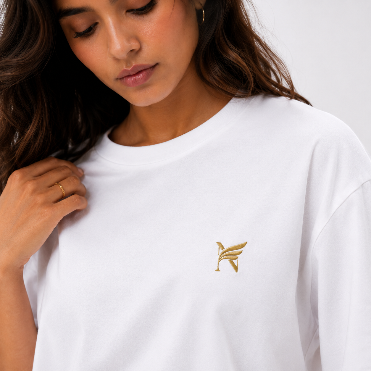 Minimal White Oversized T-Shirt Close-up